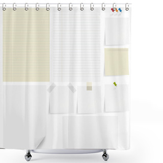 Personality  Set Paper And Sticky, Pushpin, White Background Shower Curtains