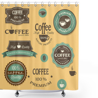 Personality  Coffee Labels For Design Vintage Style Shower Curtains