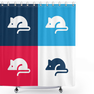 Personality  Animal Testing Blue And Red Four Color Minimal Icon Set Shower Curtains