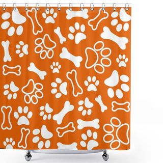 Personality  Background With Dog Paw Print And Bone Shower Curtains