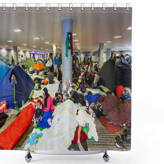 Personality  War Refugees At The Keleti Railway Station Shower Curtains