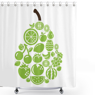 Personality  Fruits Icons In Pear Shape Shower Curtains