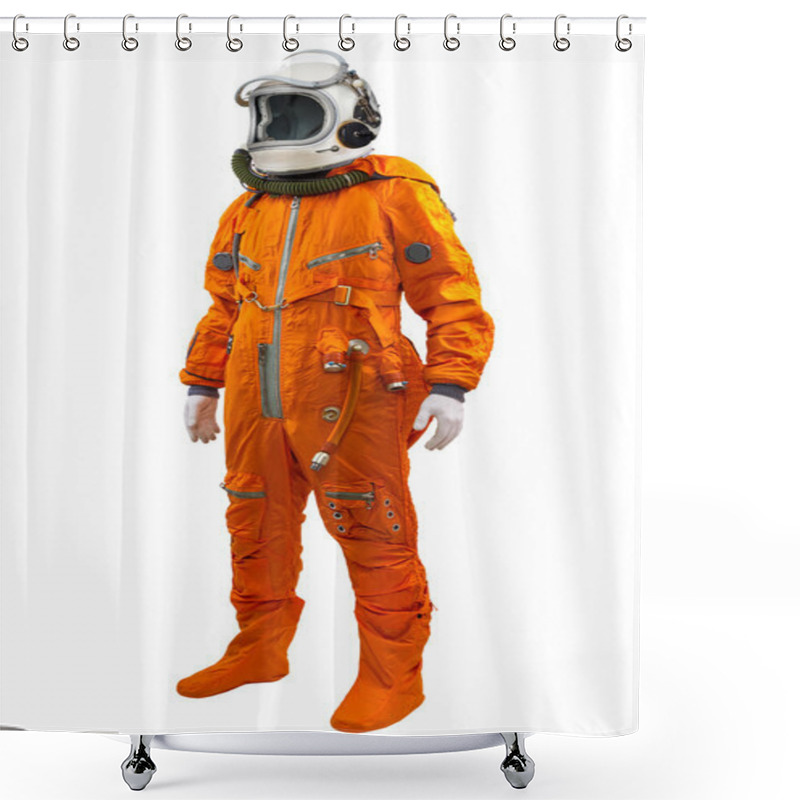 Personality  Spaceman Wearing Orange Suit Shower Curtains