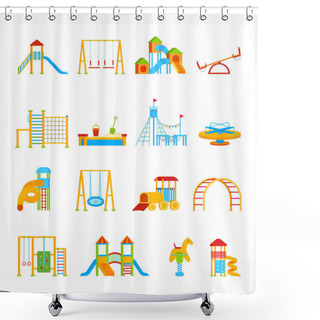 Personality  Playground Equipment Icon Set Shower Curtains