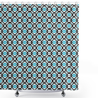 Personality  Seamless Pattern Or Background In Turquoise Blue, Black And White Shower Curtains