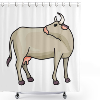 Personality  Cow Of Animal Vector Icon.Color Vector Logo Isolated On White Background Cow Of Animal. Shower Curtains