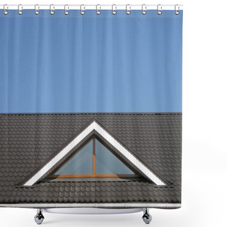 Personality  Brown Tile Roof Construction, Blue Sky Shower Curtains