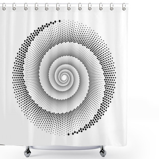Personality  Design Spiral Dots Backdrop. Abstract Monochrome Background. Vector-art Illustration. No Gradient Shower Curtains