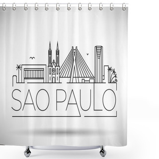 Personality  Sao Paulo City Skyline With Typographic Design Shower Curtains