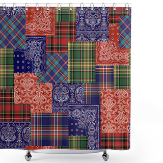 Personality  Tartan Check Patchwork Shower Curtains