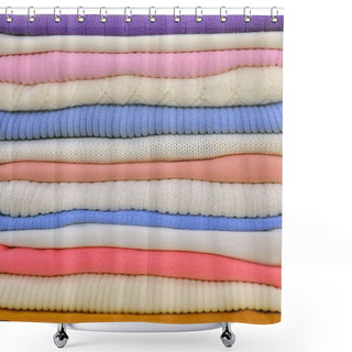 Personality  The Pile Of Sweaters Shower Curtains