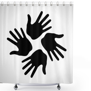 Personality  Black Hand Print Icon Shower Curtains