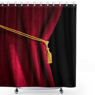 Personality  Red Velvet Curtain With Tassel Shower Curtains