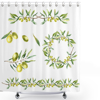 Personality  Watercolor Olive Branch Background. Shower Curtains