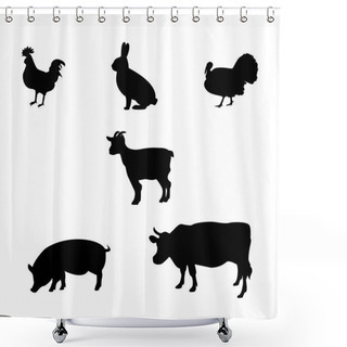 Personality  Farm Animals Silhouette Shower Curtains