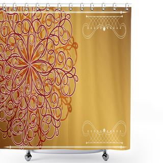 Personality  Card With Fantasy Ornament. Luxury Gold Background Shower Curtains