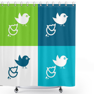 Personality  Black Bird And Broken Egg Flat Four Color Minimal Icon Set Shower Curtains