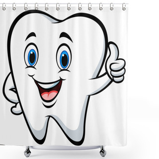 Personality  Cartoon Tooth Giving Thumbs Up Shower Curtains