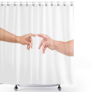 Personality  Hands Ready To Touch Each Other Shower Curtains