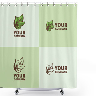 Personality  Green Sheets Vector Logo For Your Company. Beautiful Patterned Vector Sheet. Symbol Of Ecology And Naturalness. Shower Curtains