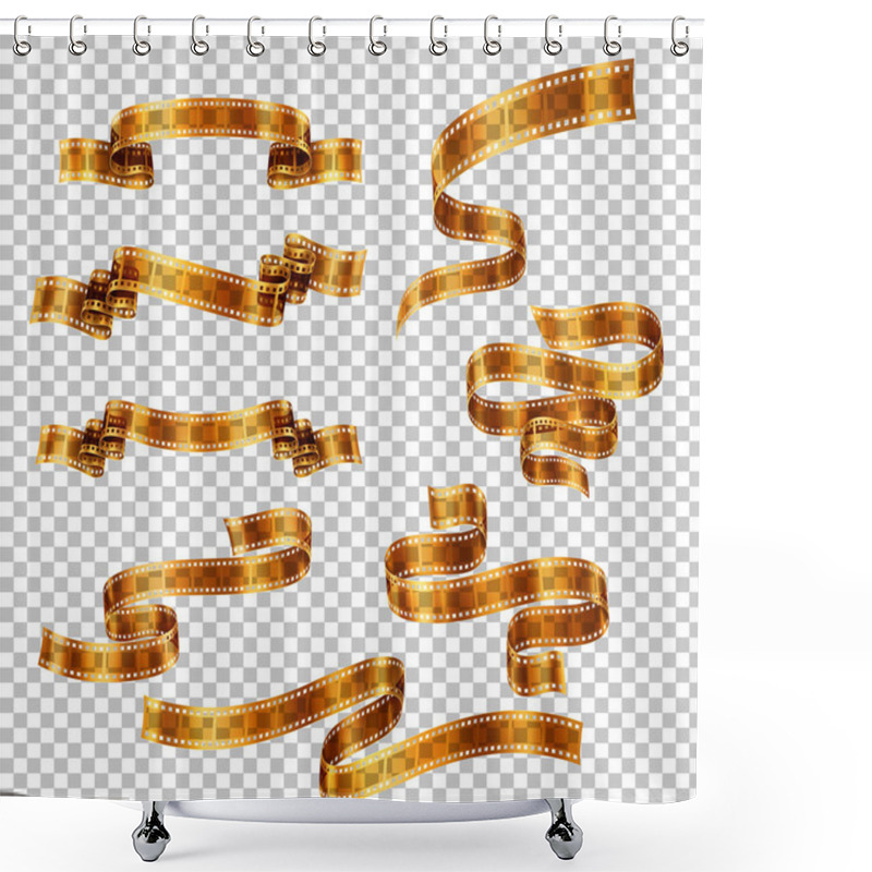 Personality  Set Of Golden Metallic Film Strips, Vector Collection Of Banners, EPS 10 Contains Transparency Shower Curtains