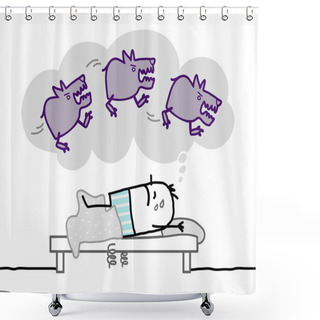 Personality  Sleeping Man & Nighhtmare  Shower Curtains