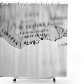 Personality  Abidjan. Cote D'Ivoire On The Map  Background, Close Up Shower Curtains
