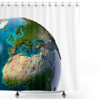 Personality  Realistic Planet Earth With Natural Water Shower Curtains