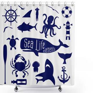 Personality  Sea Life Element,icon Set Shower Curtains