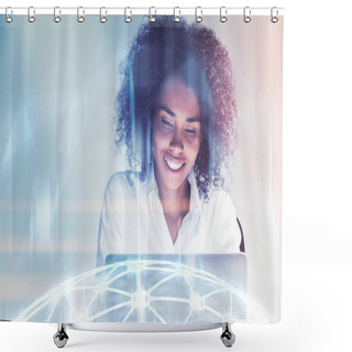 Personality  Cheerful African American Businesswoman, Network Shower Curtains