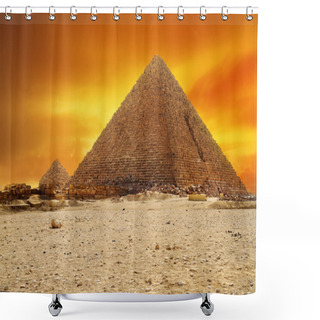 Personality  Sunset At Pyramid Of Menkaur Shower Curtains