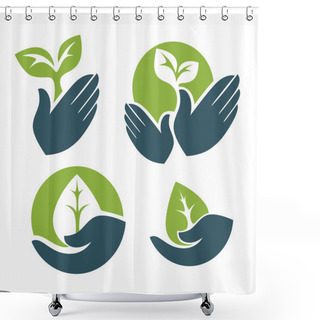 Personality  Human's Hands And Green Growing Plants Shower Curtains