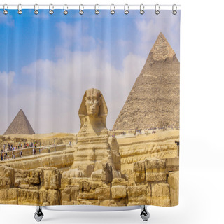 Personality  Sphinx And The Great Pyramid In The Egypt Shower Curtains