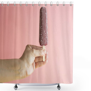 Personality  Ice Cream Sticks On Pastel Colors Background Shower Curtains