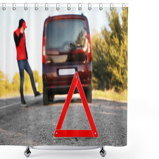 Personality  Red Warning Triangle Shower Curtains