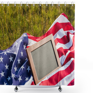 Personality  Empty Chalkboard On American Flag With Stars And Stripes  Shower Curtains