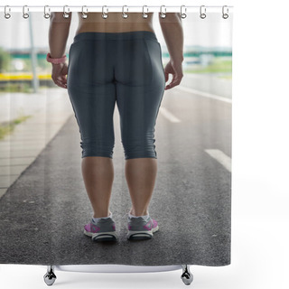 Personality  Legs Of A Woman Running On The Running Track During A Workout. Shower Curtains