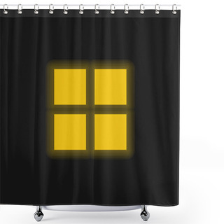 Personality  4 Black Squares Yellow Glowing Neon Icon Shower Curtains