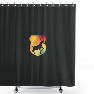 Personality  Goat Simple Logo Template Design. Mountain Goat Vector Logo Design. Shower Curtains
