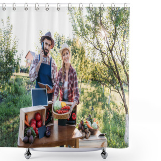 Personality  Farmers Selling Vegetables At Market Shower Curtains
