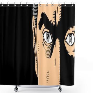 Personality  Eyed Man Banner Shower Curtains