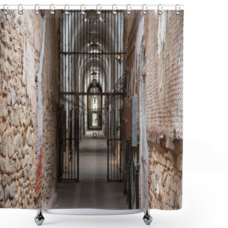 Personality  Prison Corridor With Cells On Both Sides Shower Curtains