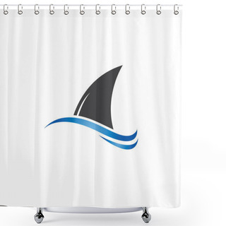 Personality  Shark Fin Logo Template Vector Icon Illustration Shower Curtains