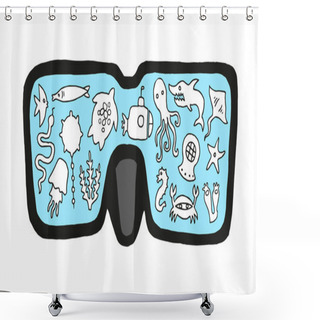 Personality  Diving. View Through The Mask. Shower Curtains