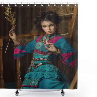 Personality  Woman In Ethno Style  Shower Curtains