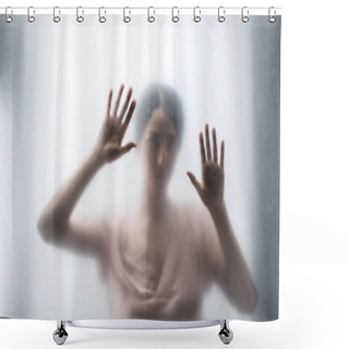 Personality  Silhouette Of Woman Behind The Glass Shower Curtains