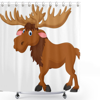 Personality  Illustration Of Moose Cartoon Shower Curtains