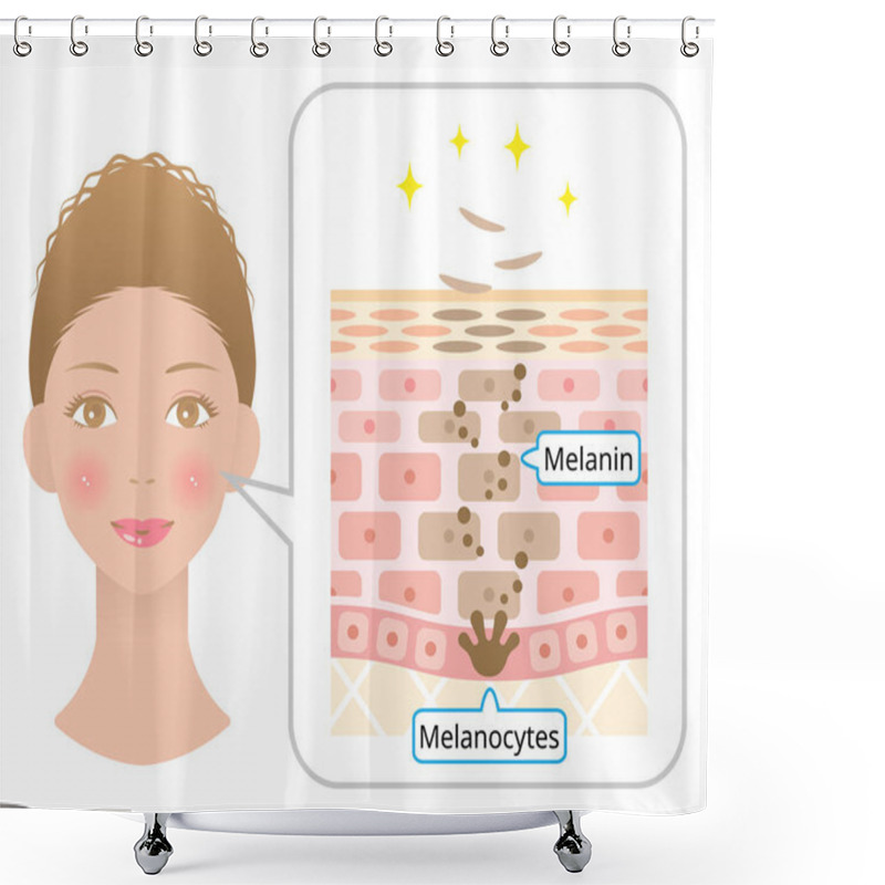 Personality  Human Skin Cell Turnover Anatomy And Black Woman Face. Beauty And Skin Care Concept. Shower Curtains