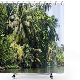 Personality  Tropical Trees Over River Shower Curtains