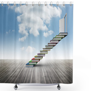 Personality  Book Steps Leading To Door Against Sky Shower Curtains
